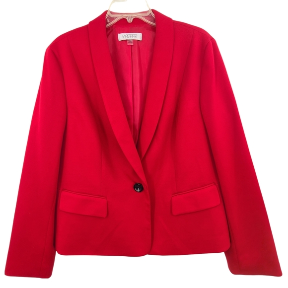 Kasper Red Single Button Plus Size Blazer Size 16 - Picture 2 of 6